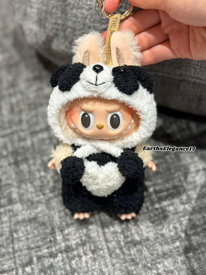Handmade Crochet Panda Doll Outfit for Macaron Labubu | Crochet Macaron Labubu Clothes | Kawaii Gift For Labubu Lovers