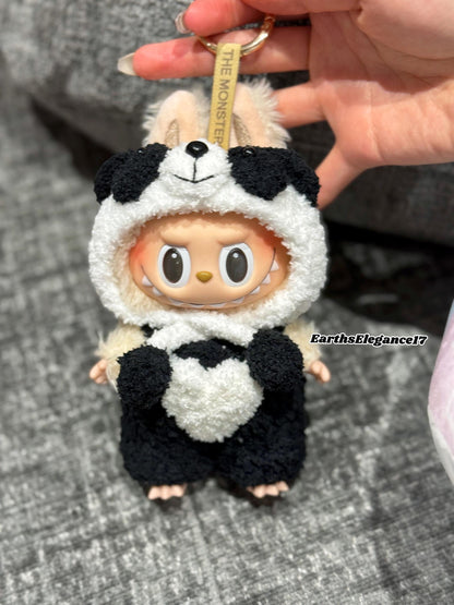Handmade Crochet Panda Doll Outfit for Macaron Labubu | Crochet Macaron Labubu Clothes | Kawaii Gift For Labubu Lovers