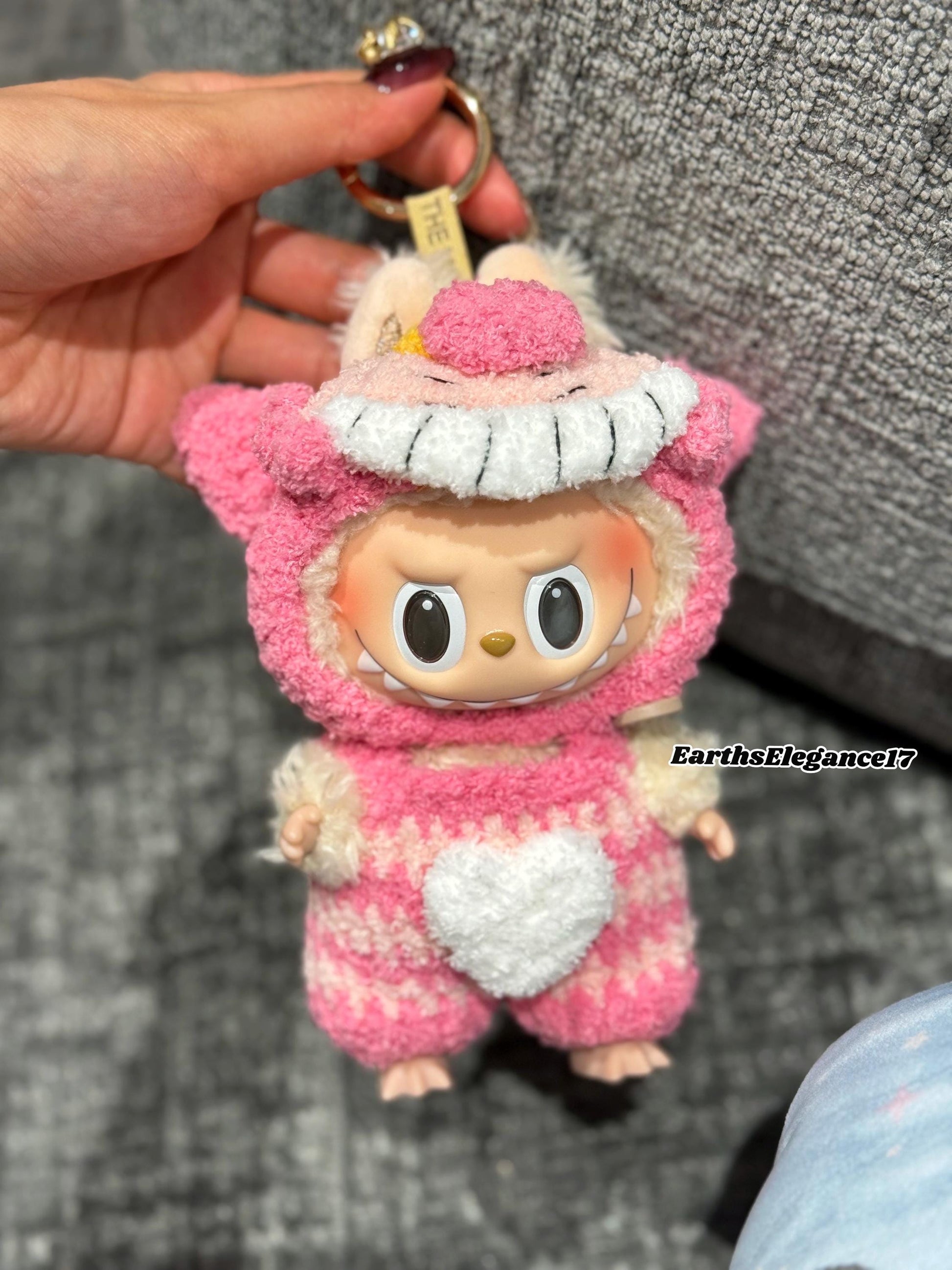 Handmade Crochet Alice In Wonderland Cheshire Cat Outfit for Macaron Labubu|Crochet Macaron Labubu Clothes | Kawaii Gift For Labubu Lovers