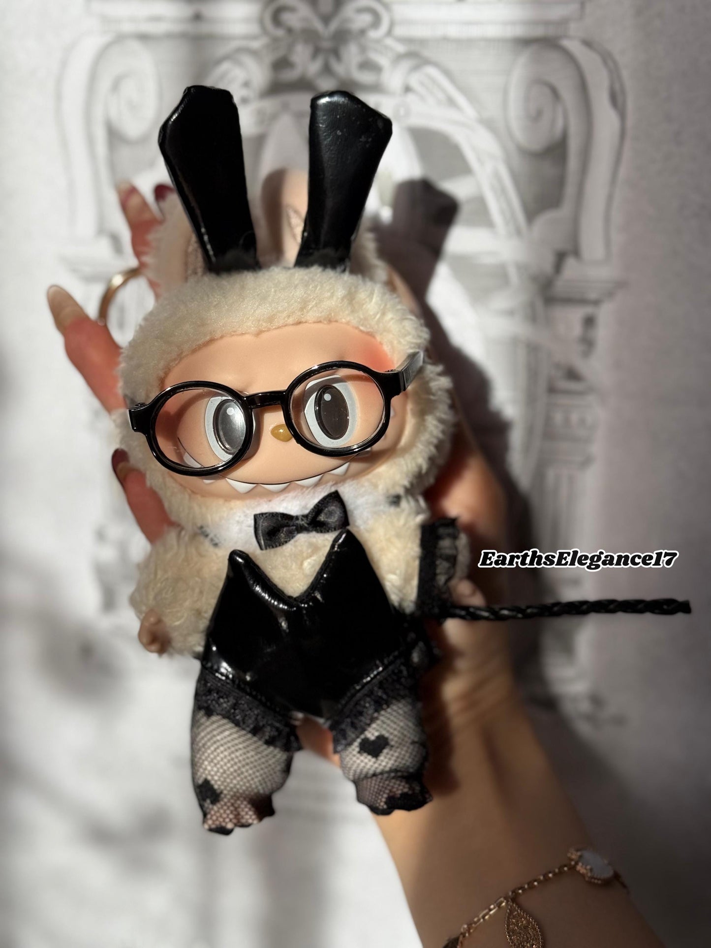Handmade Labubu Bunny-Themed Doll Costume Set - Sexy Bunny Girl Style - 6 Pcs: Headband, Bodysuit, Stockings, Choker- Fits Labubu Dolls