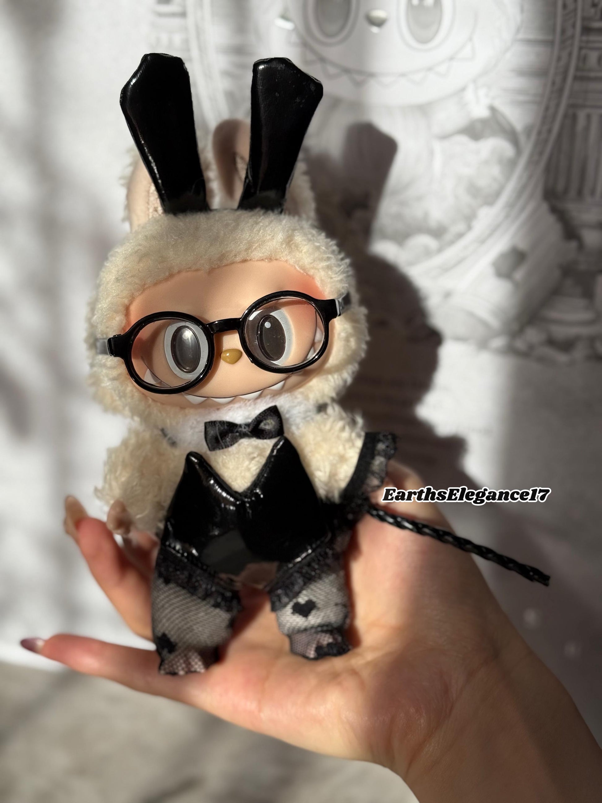 Handmade Labubu Bunny-Themed Doll Costume Set - Sexy Bunny Girl Style - 6 Pcs: Headband, Bodysuit, Stockings, Choker- Fits Labubu Dolls