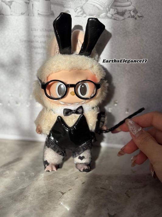 Handmade Labubu Bunny-Themed Doll Costume Set - Sexy Bunny Girl Style - 6 Pcs: Headband, Bodysuit, Stockings, Choker- Fits Labubu Dolls