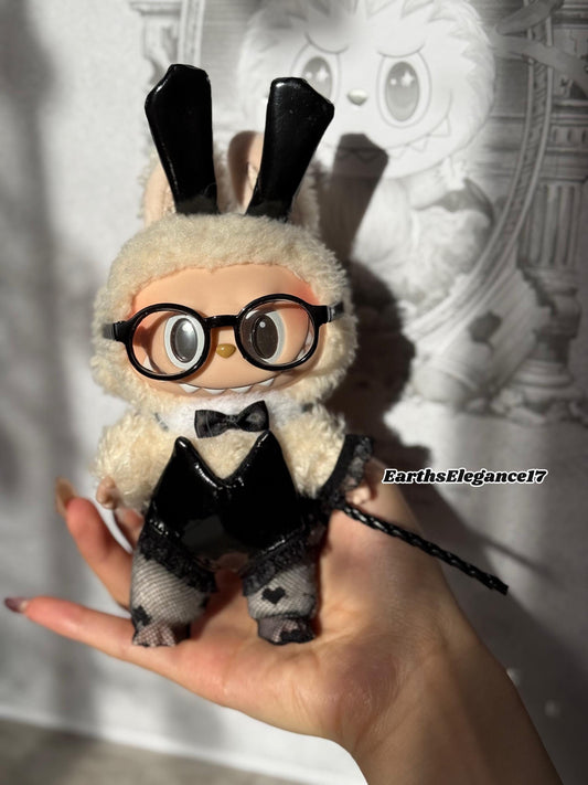Handmade Labubu Bunny-Themed Doll Costume Set - Sexy Bunny Girl Style - 6 Pcs: Headband, Bodysuit, Stockings, Choker- Fits Labubu Dolls