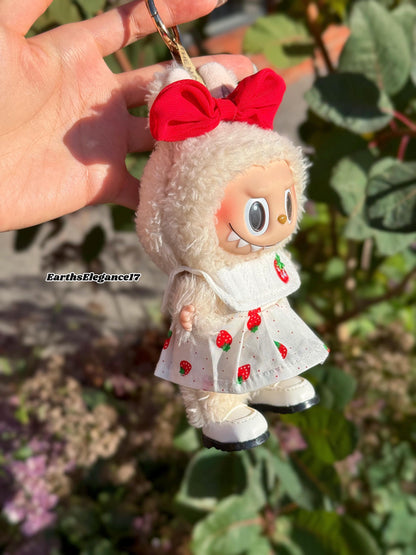 Handmade Labubu Outfit Strawberry Dress Set | Labubu Clothes, Accessories & Shoes | Custom Doll Fashion | Labubu OOTD|Labubu Dresses Gift