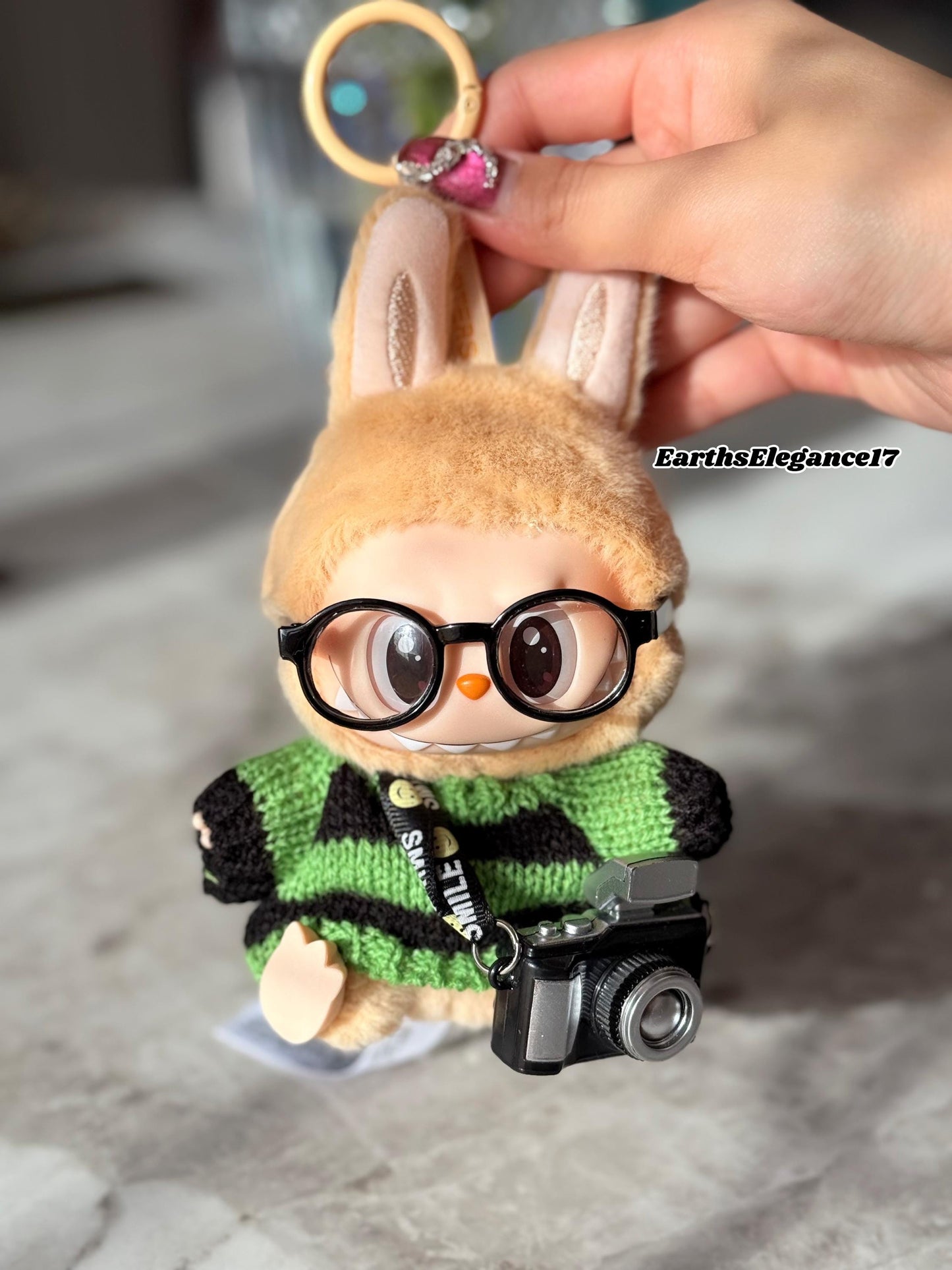 Handmade Labubu Outfit – Cozy Knit Sweater, Glasses & Mini Camera– Cute Labubu Accessory Gift for Collectors| Labubu Sweater Gift OOTD