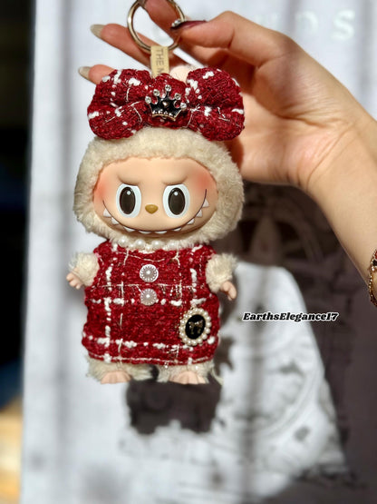 Handmade Labubu Tweed Dress | Classic & Cape Styles | Elegant Miniature Labubu Fashion Labubu Clothes| Labubu Doll Outfit Gift