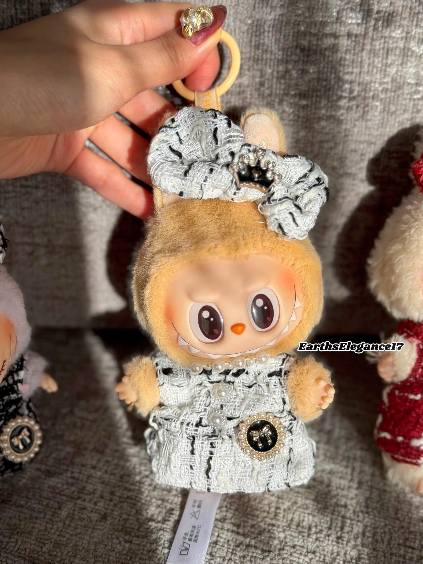 Handmade Labubu Tweed Dress | Classic & Cape Styles | Elegant Miniature Labubu Fashion Labubu Clothes| Labubu Doll Outfit Gift