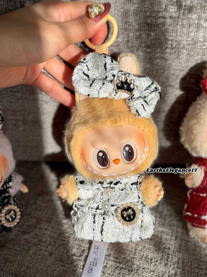 Handmade Labubu Tweed Dress | Classic & Cape Styles | Elegant Miniature Labubu Fashion Labubu Clothes| Labubu Doll Outfit Gift