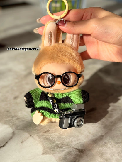 Handmade Labubu Outfit – Cozy Knit Sweater, Glasses & Mini Camera– Cute Labubu Accessory Gift for Collectors| Labubu Sweater Gift OOTD