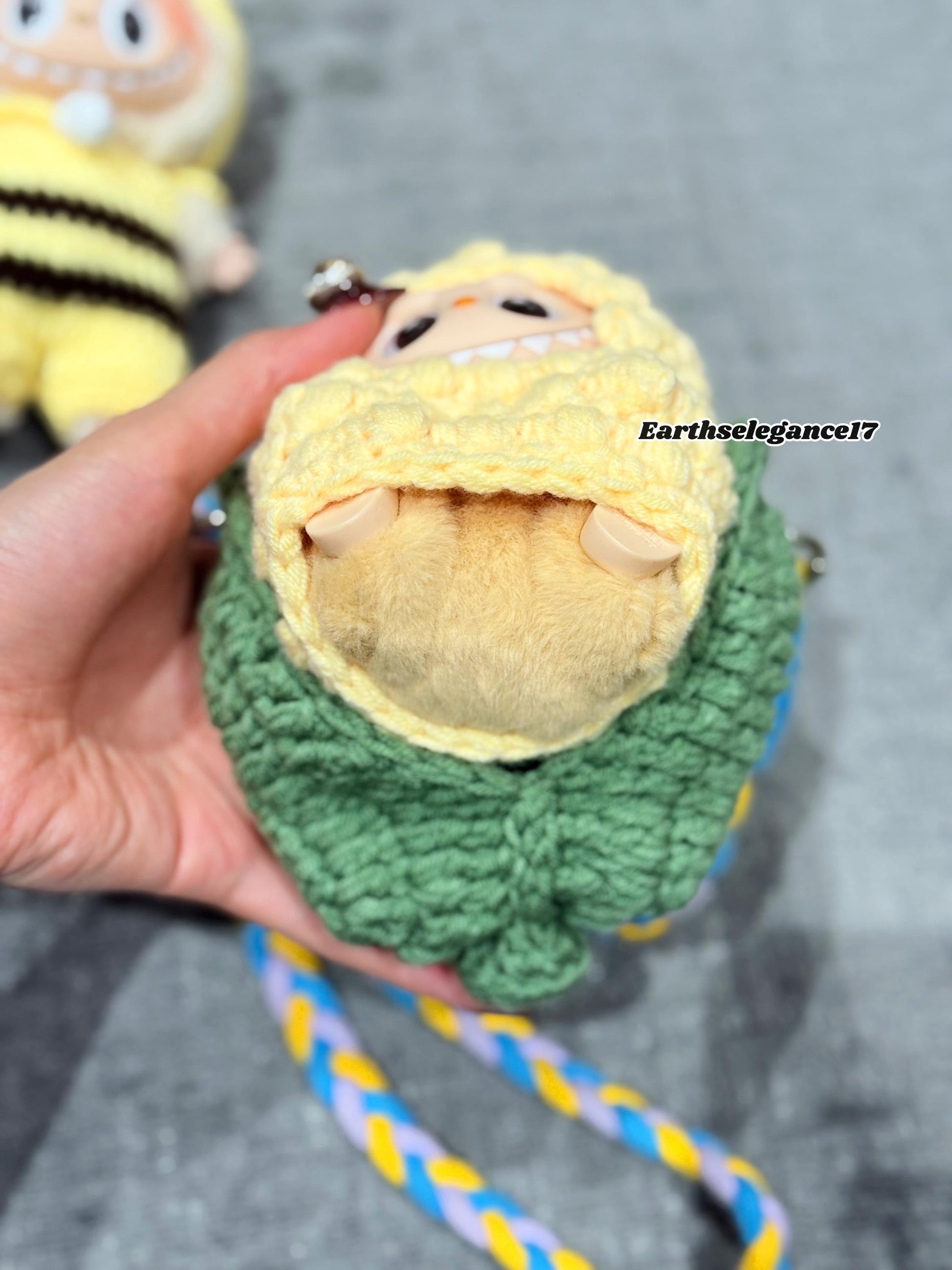 Handmade Crochet Labubu Outfit Cute Corn Costume for 17cm Dolls, Labubu Clothes, Labubu Outfits, Macaron & Seat Labubu Accessories, String
