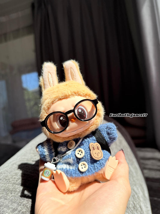 Campus Cutie- Labubu Outfit - Labubu Clothes - 17cm Doll Outfit - Handmade Labubu Sweater - Labubu Accessories - Kawaii Labubu Dress Gift