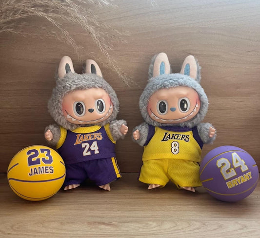 Handmade Jersey Outfit for Labubu| Sewn Dressmaking Labubu Clothes |Kawaii Gift for Labubu Lovers |Collectible Labubu Lakers Inspired Outfit