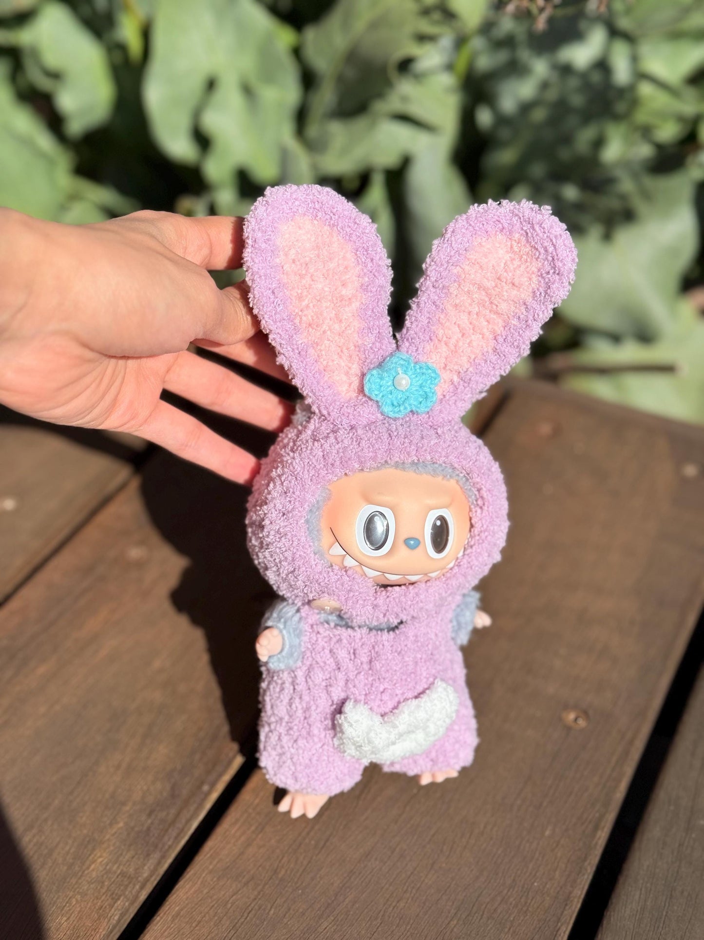 Handmade Bunny Ears Plush Toy, Crochet Labubu Doll, Gift for Kids & Dolls, Soft Bunny Costume, Customizable, Unique Handmade Gift