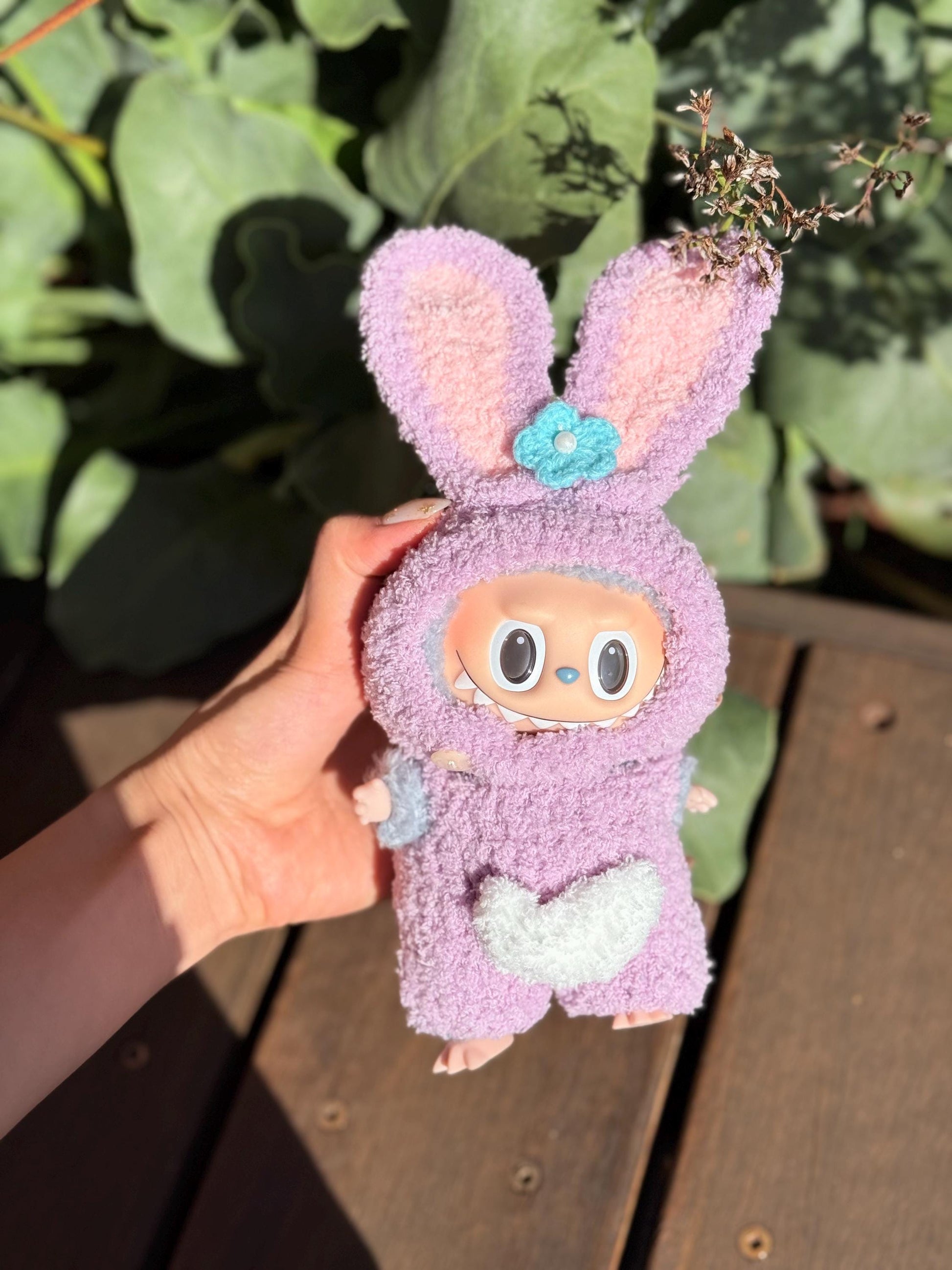 Handmade Bunny Ears Plush Toy, Crochet Labubu Doll, Gift for Kids & Dolls, Soft Bunny Costume, Customizable, Unique Handmade Gift