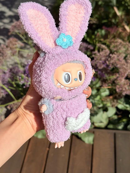 Handmade Bunny Ears Plush Toy, Crochet Labubu Doll, Gift for Kids & Dolls, Soft Bunny Costume, Customizable, Unique Handmade Gift