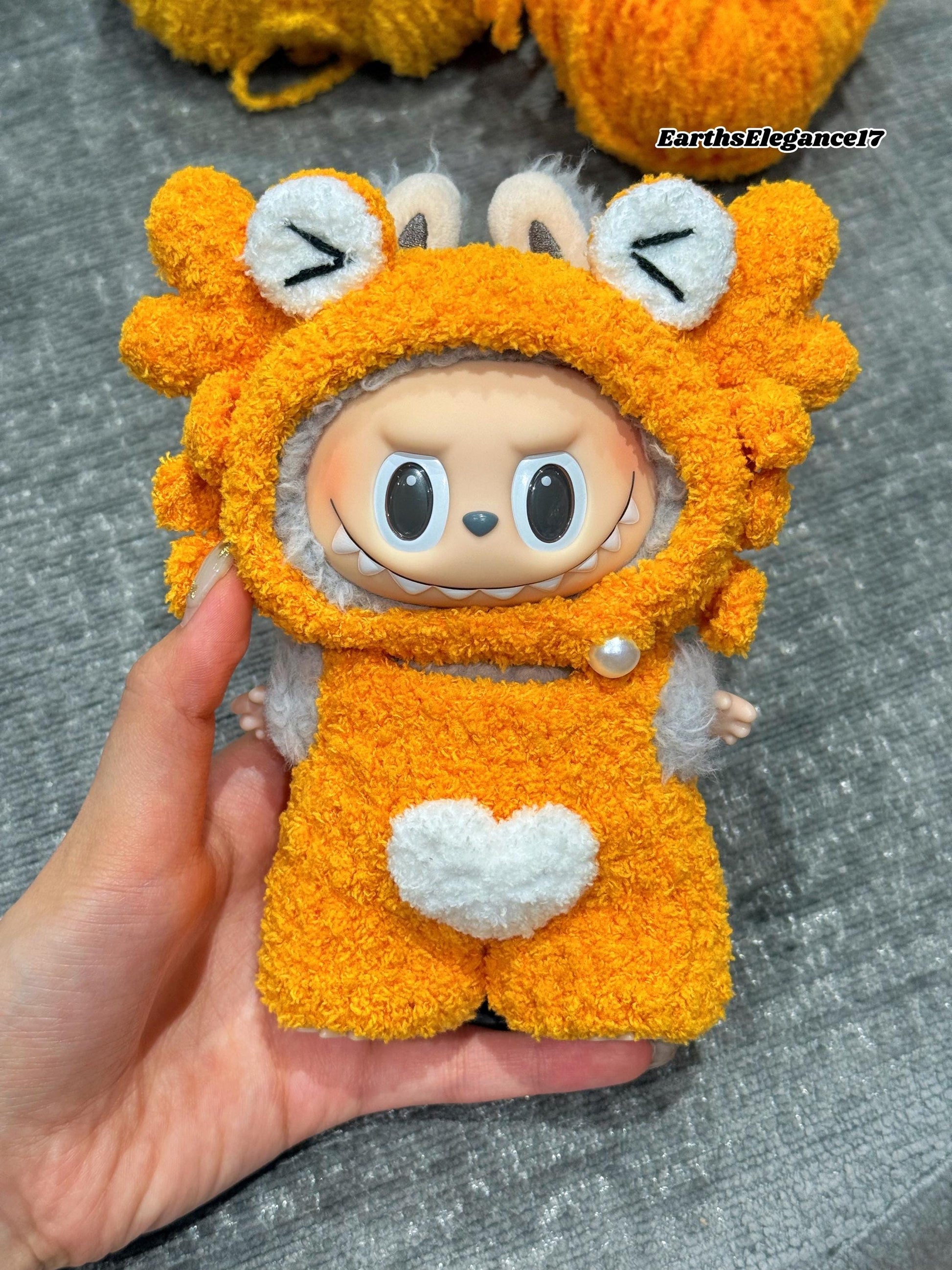 Handmade Crochet Cute Crab Macaron Labubu Outfit | Crochet Macaron Labubu Clothes | Kawaii Gift For Labubu Lovers| Doll Clothes for 17cm