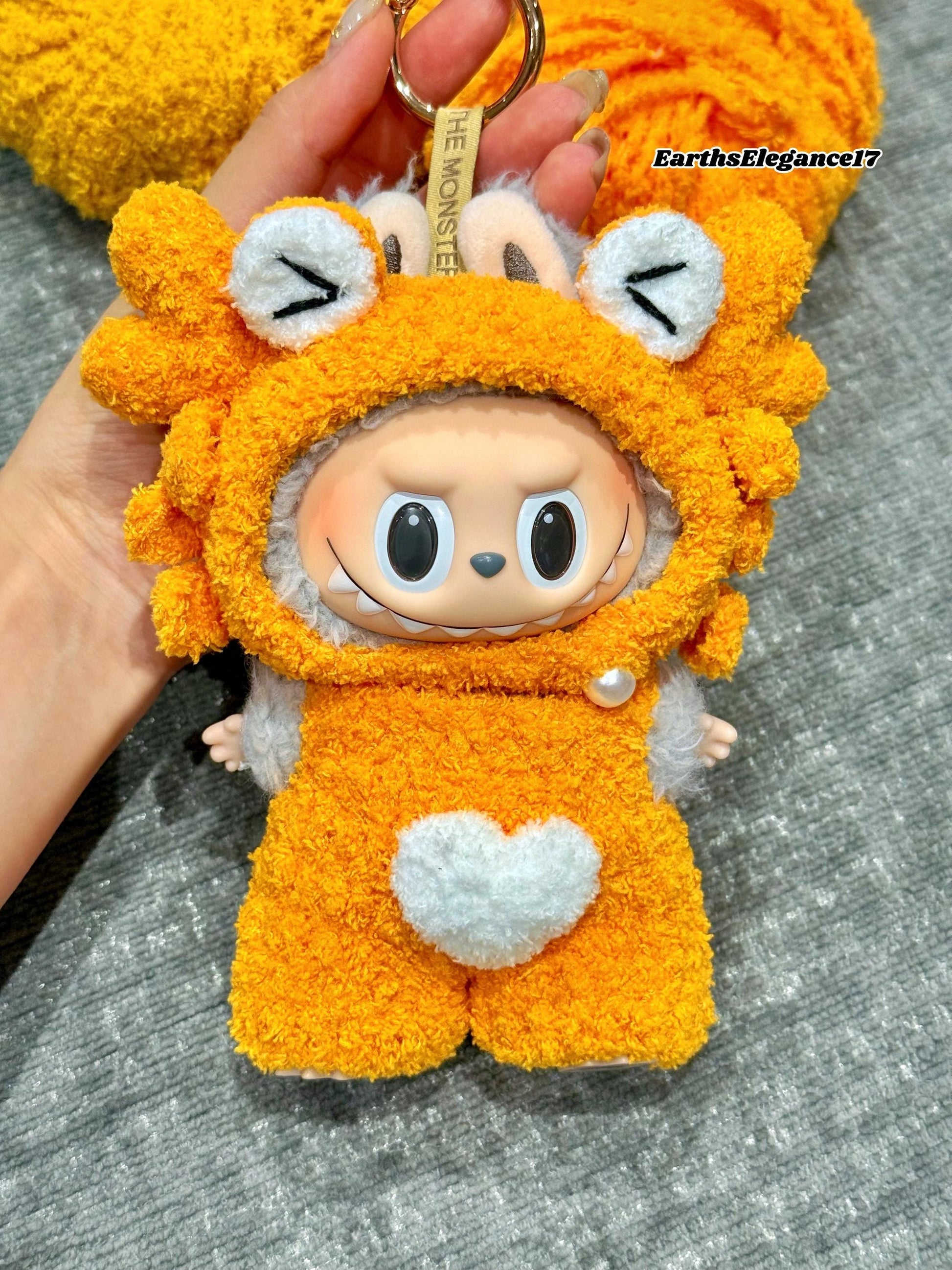 Handmade Crochet Cute Crab Macaron Labubu Outfit | Crochet Macaron Labubu Clothes | Kawaii Gift For Labubu Lovers| Doll Clothes for 17cm