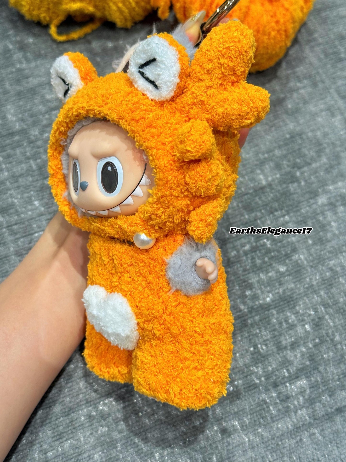 Handmade Crochet Cute Crab Macaron Labubu Outfit | Crochet Macaron Labubu Clothes | Kawaii Gift For Labubu Lovers| Doll Clothes for 17cm
