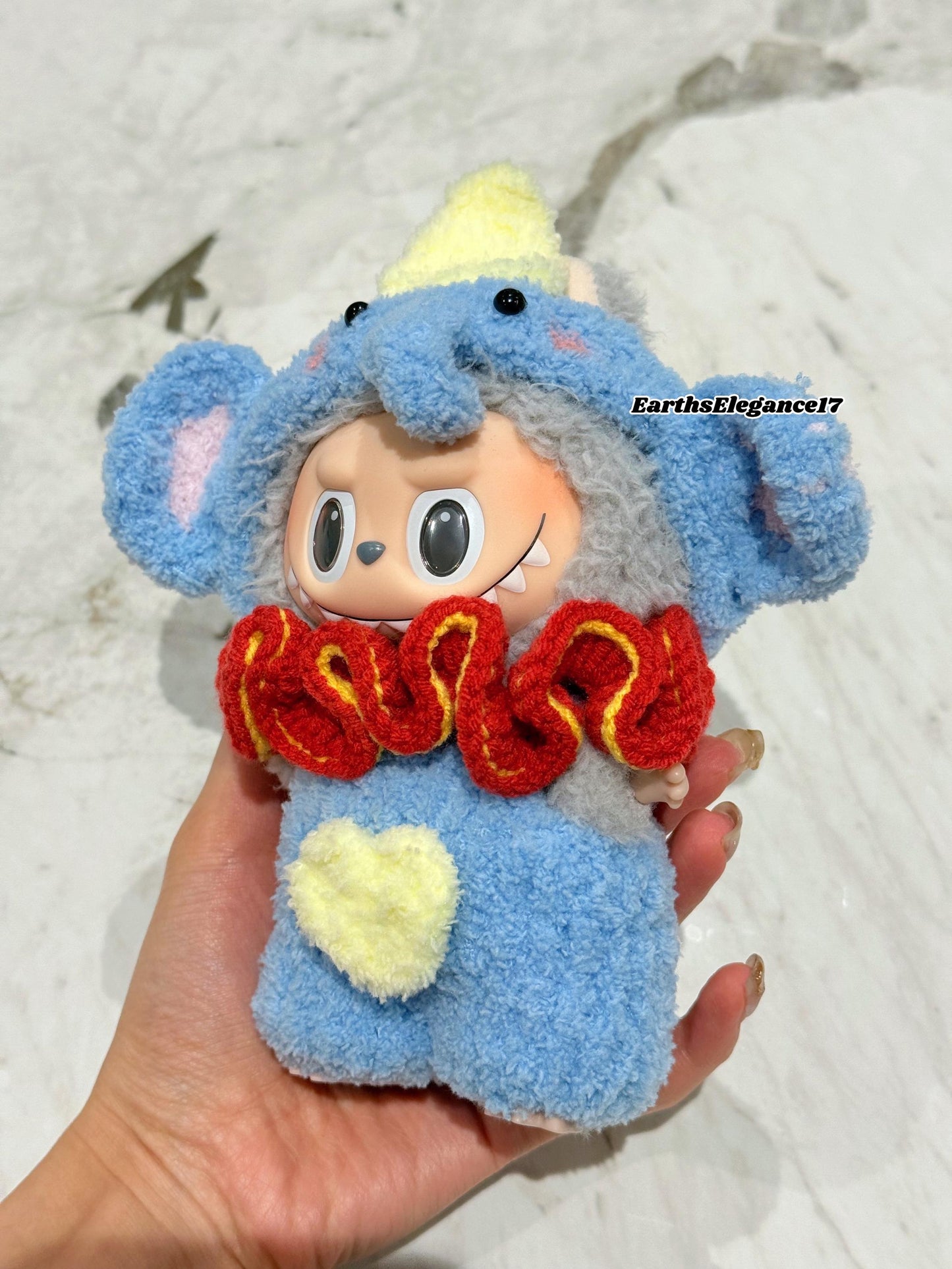 Handmade Crochet 'Dumbo' Outfit for Macaron Labubu | Crochet Macaron Labubu Clothes Bag Charm | Kawaii Gift For Labubu Lovers