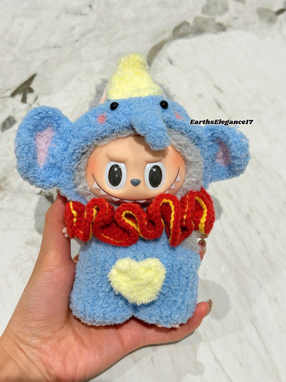Handmade Crochet 'Dumbo' Outfit for Macaron Labubu | Crochet Macaron Labubu Clothes Bag Charm | Kawaii Gift For Labubu Lovers