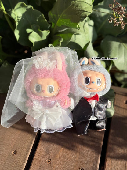 Handmade Labubu Wedding Clothes Set | Bride & Groom Labubu Outfits | 17cm Doll Clothes | Labubu Clothes | Macaron Labubu Wedding Dress Gifts