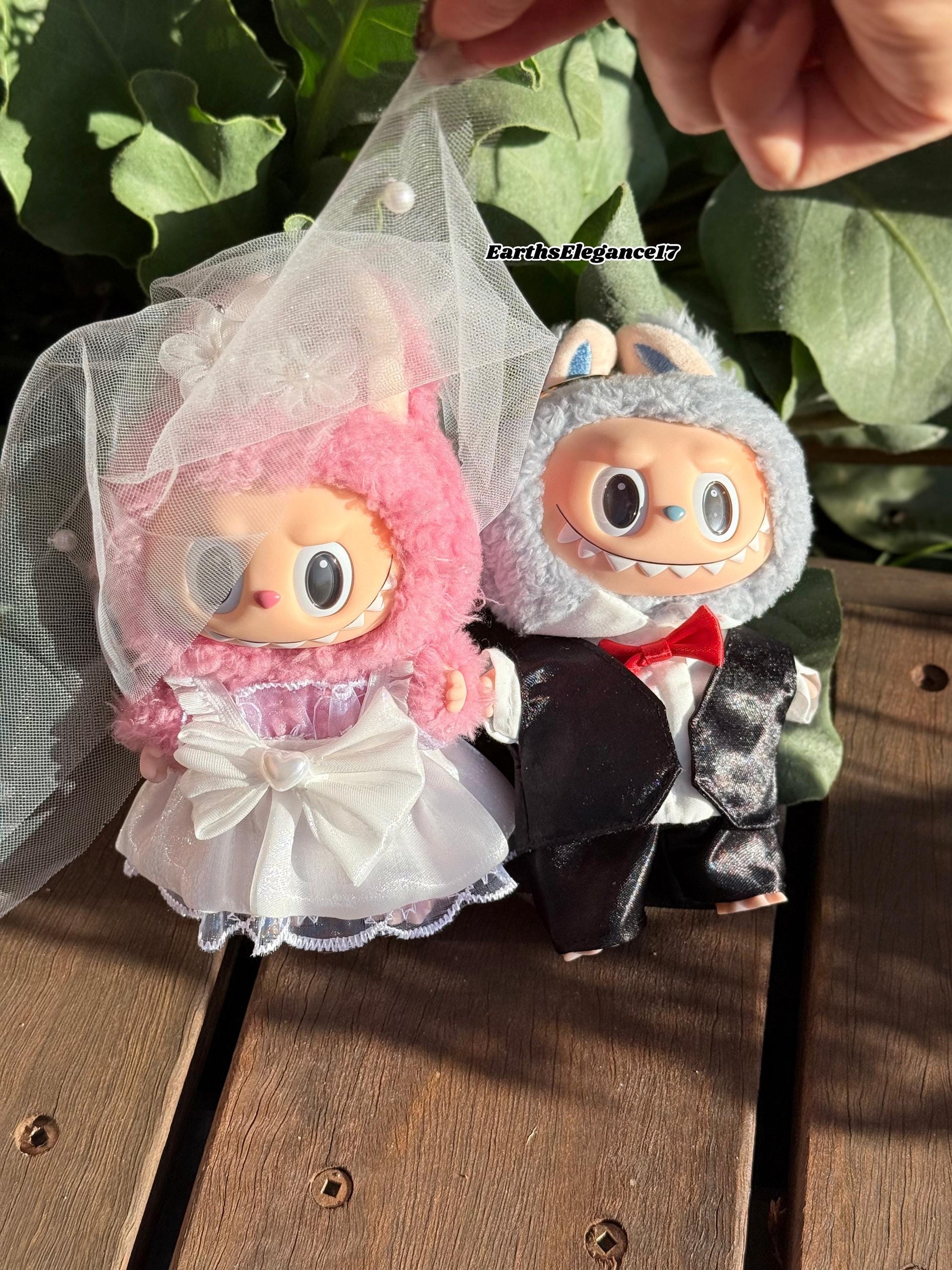 Handmade Labubu Wedding Clothes Set | Bride & Groom Labubu Outfits | 17cm Doll Clothes | Labubu Clothes | Macaron Labubu Wedding Dress Gifts