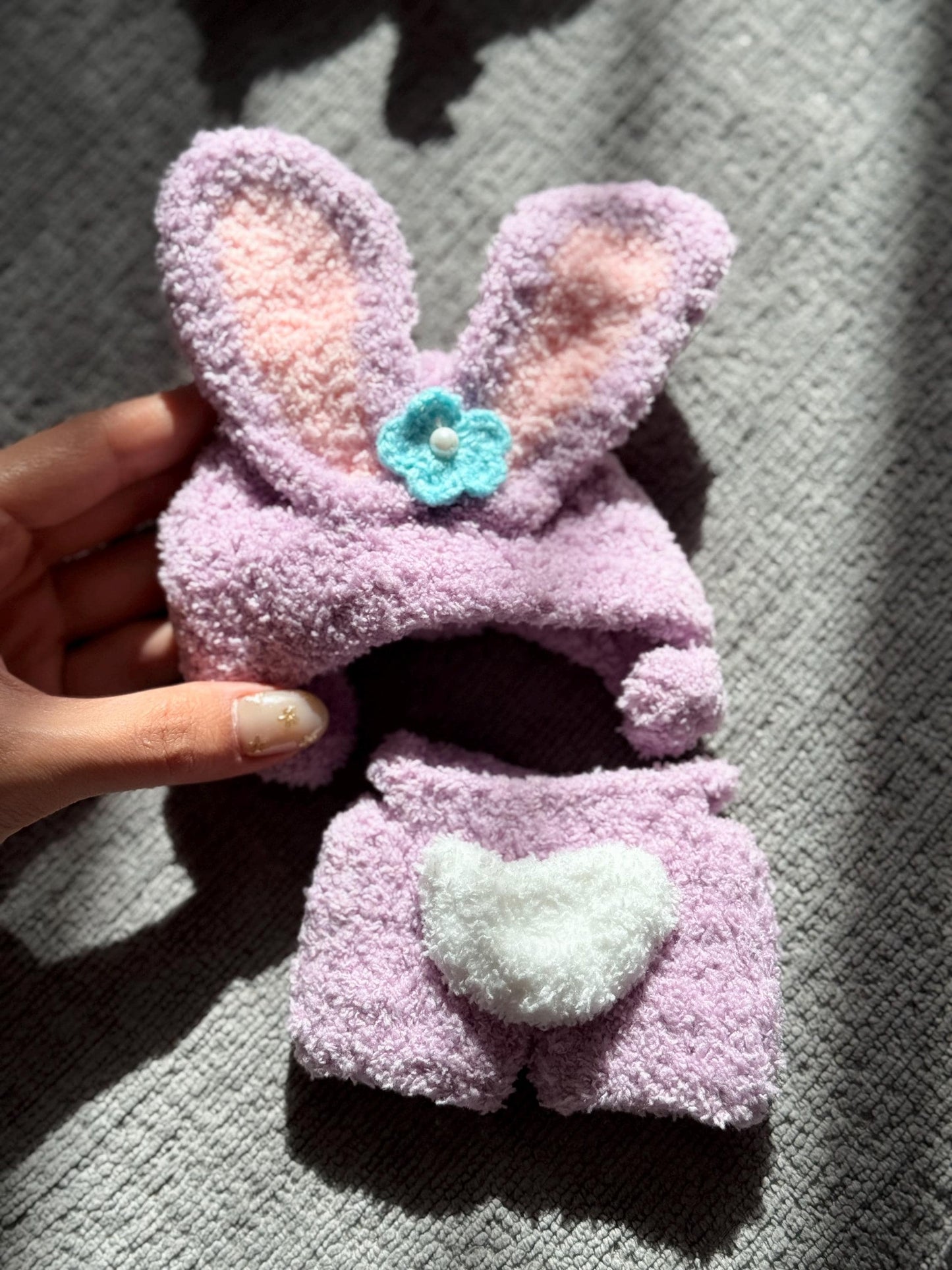 Handmade Bunny Ears Plush Toy, Crochet Labubu Doll, Gift for Kids & Dolls, Soft Bunny Costume, Customizable, Unique Handmade Gift