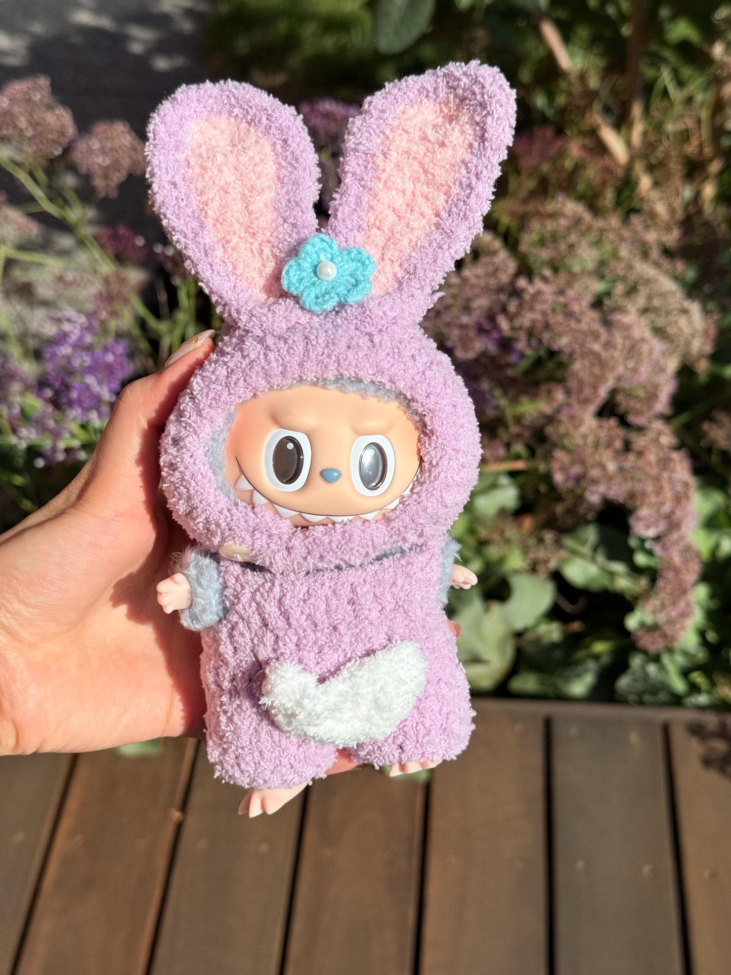 Handmade Bunny Ears Plush Toy, Crochet Labubu Doll, Gift for Kids & Dolls, Soft Bunny Costume, Customizable, Unique Handmade Gift