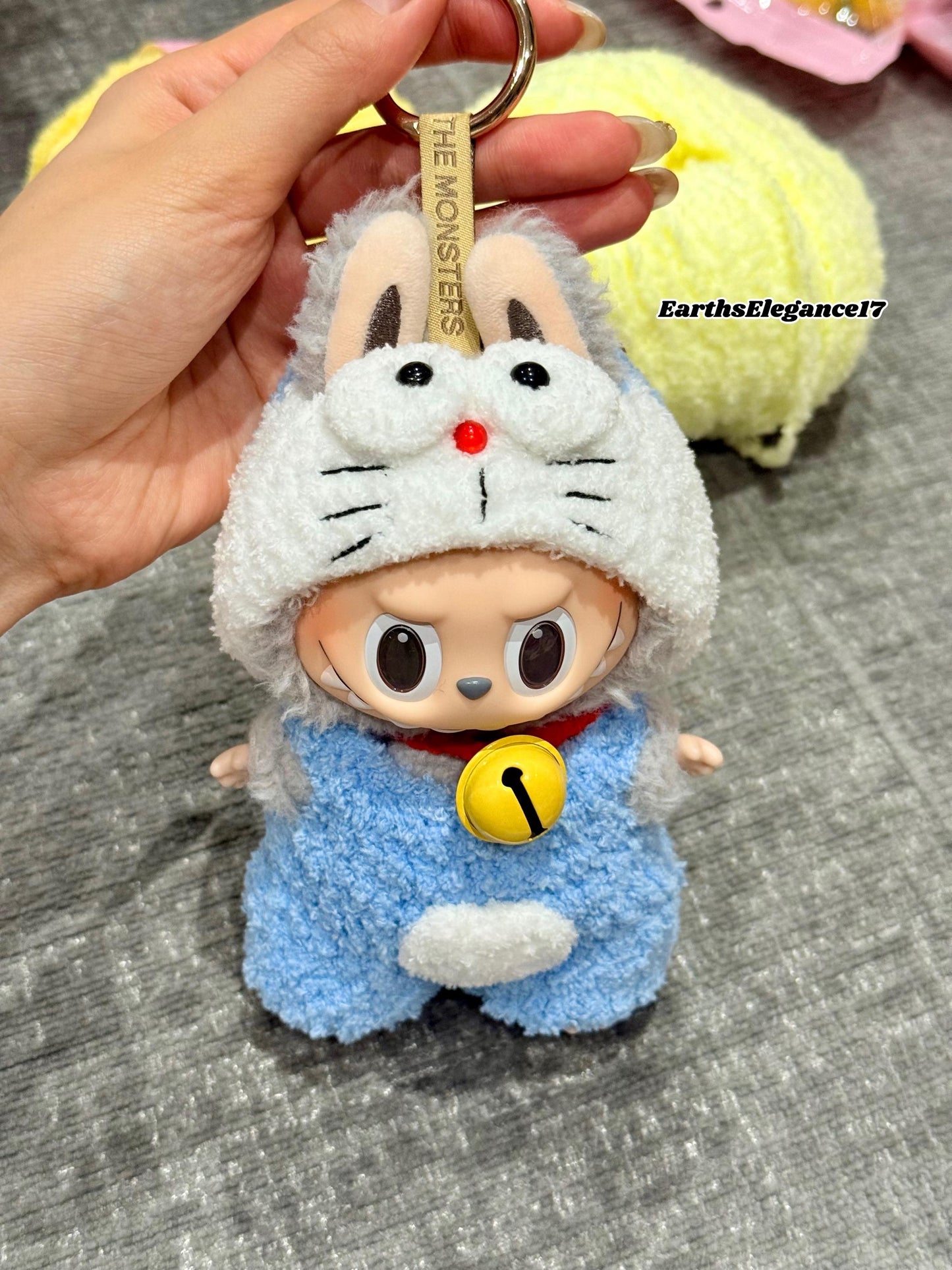 Handmade Crochet Doraemon Outfit for Macaron Labubu|Crochet Macaron Labubu Clothes Bag Charm|Kawaii Gift For Labubu Lovers|17cm Doll Clothes