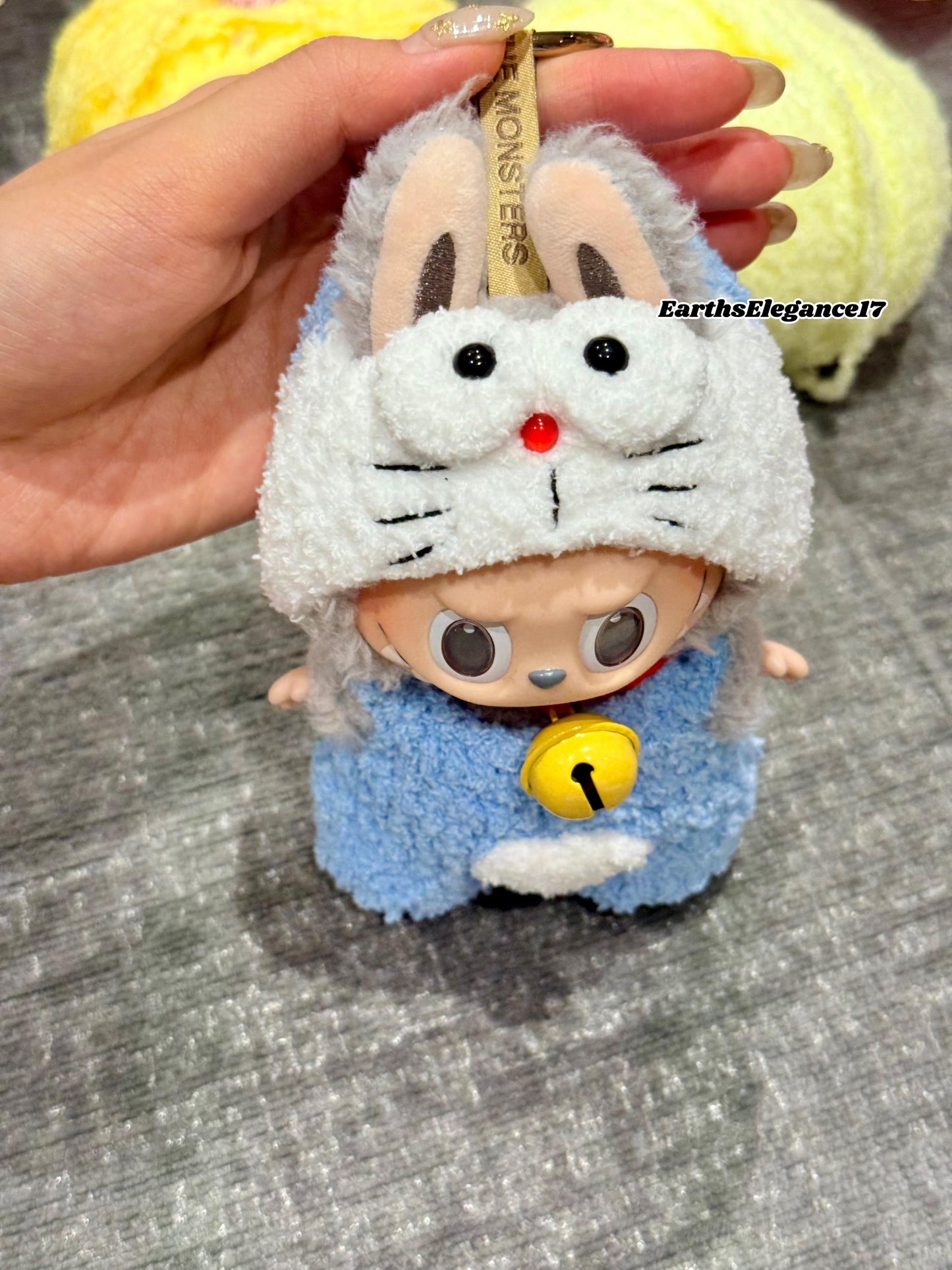 Handmade Crochet Doraemon Outfit for Macaron Labubu|Crochet Macaron Labubu Clothes Bag Charm|Kawaii Gift For Labubu Lovers|17cm Doll Clothes
