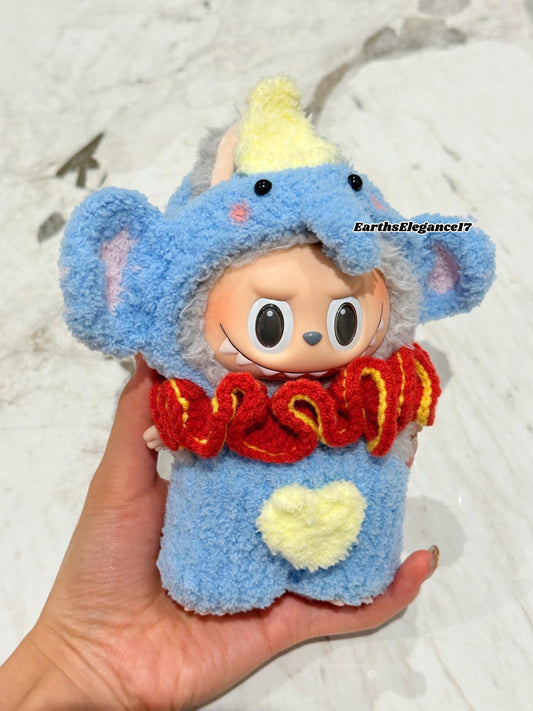 Handmade Crochet 'Dumbo' Outfit for Macaron Labubu | Crochet Macaron Labubu Clothes Bag Charm | Kawaii Gift For Labubu Lovers