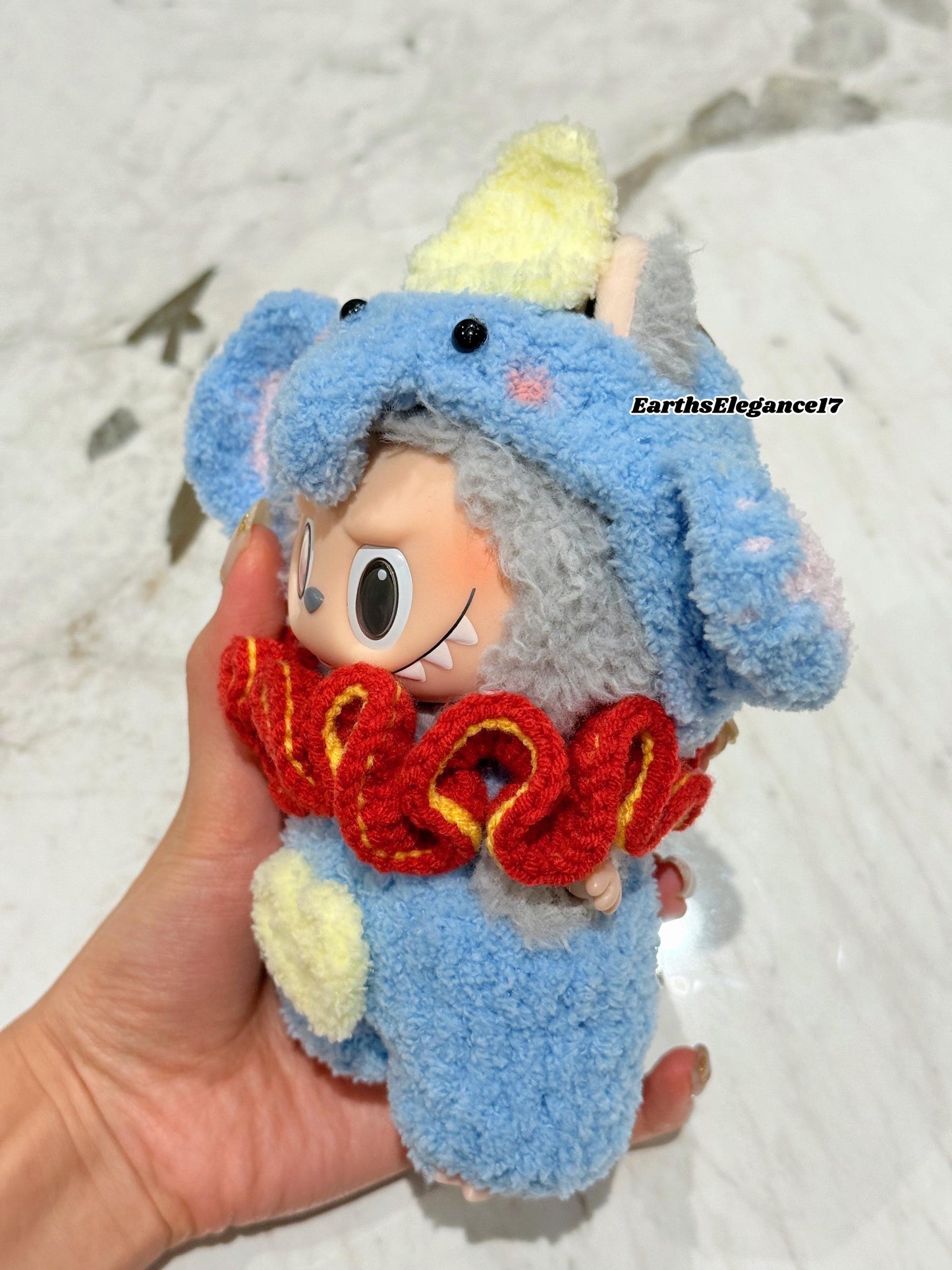 Handmade Crochet 'Dumbo' Outfit for Macaron Labubu | Crochet Macaron Labubu Clothes Bag Charm | Kawaii Gift For Labubu Lovers