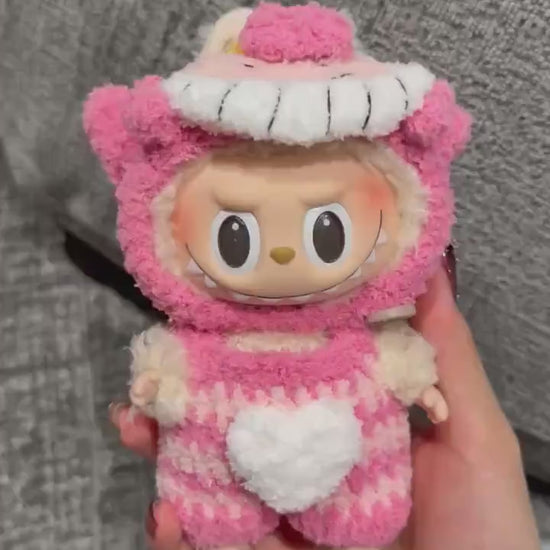 Handmade Crochet Alice In Wonderland Cheshire Cat Outfit for Macaron Labubu|Crochet Macaron Labubu Clothes | Kawaii Gift For Labubu Lovers