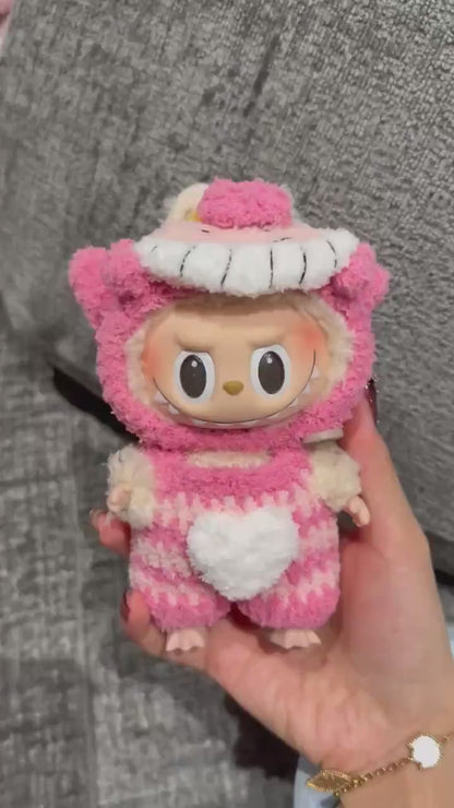 Handmade Crochet Alice In Wonderland Cheshire Cat Outfit for Macaron Labubu|Crochet Macaron Labubu Clothes | Kawaii Gift For Labubu Lovers