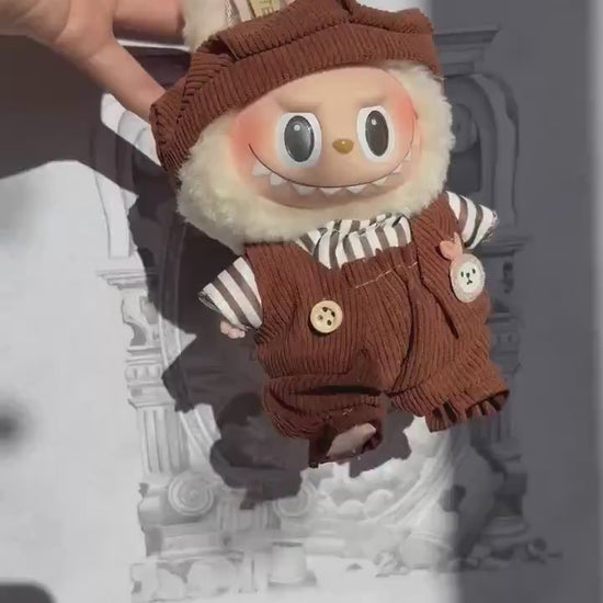 Handmade Labubu Doll Clothes – "Parisian Chic Set"  4-Piece Outfit Beret Hat, Striped Shirt, Vest & Pants  Doll Fashion Gift| Labubu Outfits