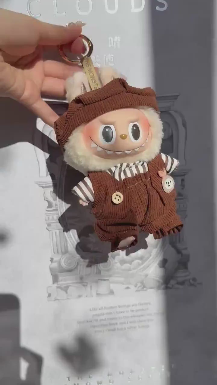 Handmade Labubu Doll Clothes – "Parisian Chic Set"  4-Piece Outfit Beret Hat, Striped Shirt, Vest & Pants  Doll Fashion Gift| Labubu Outfits