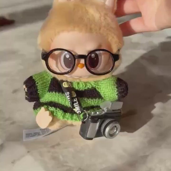 Handmade Labubu Outfit – Cozy Knit Sweater, Glasses & Mini Camera– Cute Labubu Accessory Gift for Collectors| Labubu Sweater Gift OOTD