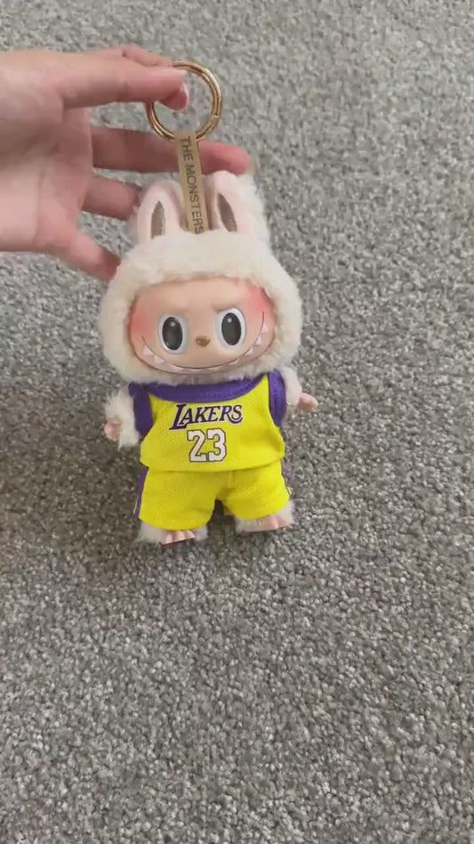 Handmade Jersey Outfit for Labubu| Sewn Dressmaking Labubu Clothes |Kawaii Gift for Labubu Lovers |Collectible Labubu Lakers Inspired Outfit