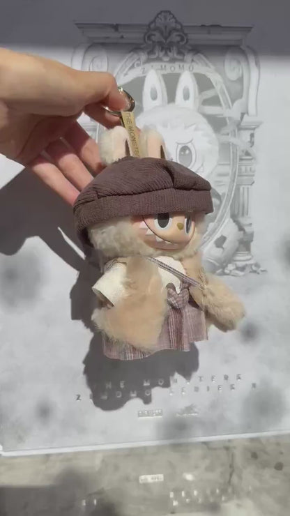 Handmade Chic Labubu Couture 5-Piece Faux Fur & Checkered Outfit for Have A Seat Macaron Labubu Dolls| Labubu Lady Dresses|Labubu Outfits