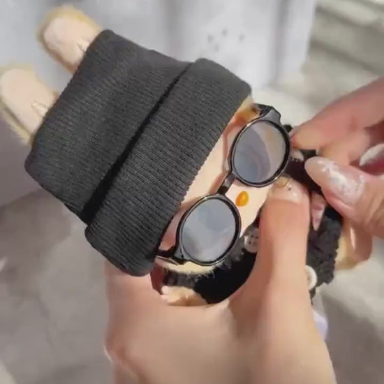 Handmade Swaggy Labubu Outfit | 4-Piece Cool Guy Rapper Set:Beanie Cardigan Backpack Sunglasses| Custom Doll Charm Accessory| Labubu Outfits