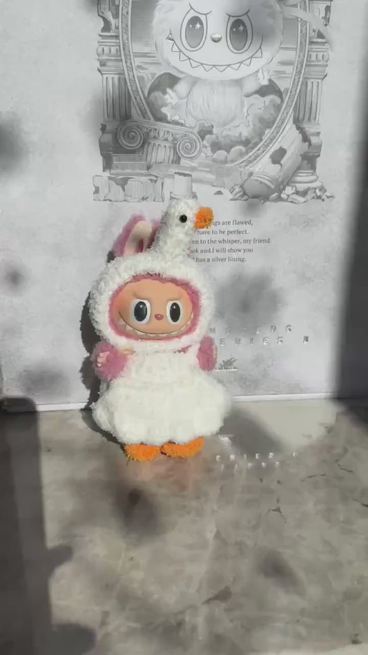 Handmade Crochet Goose and Duck Crochet Labubu Outfit | Crochet Macaron Labubu Clothes | Kawaii Gift For Labubu Lovers