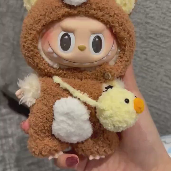 Handmade Crochet Rilakkuma Macaron Labubu Outfit | Crochet Macaron Labubu Clothes | Kawaii Gift For Labubu Lovers| Plush Doll Clothes 17cm