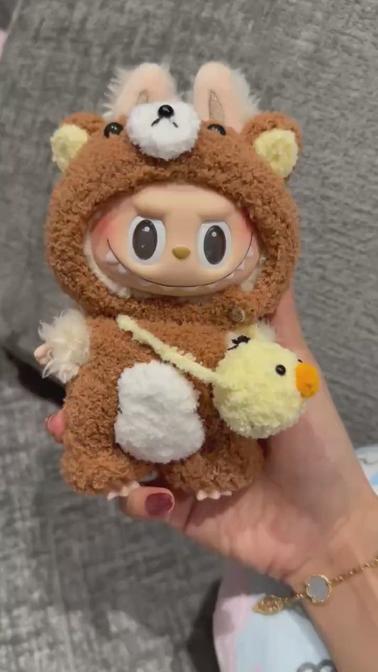 Handmade Crochet Rilakkuma Macaron Labubu Outfit | Crochet Macaron Labubu Clothes | Kawaii Gift For Labubu Lovers| Plush Doll Clothes 17cm