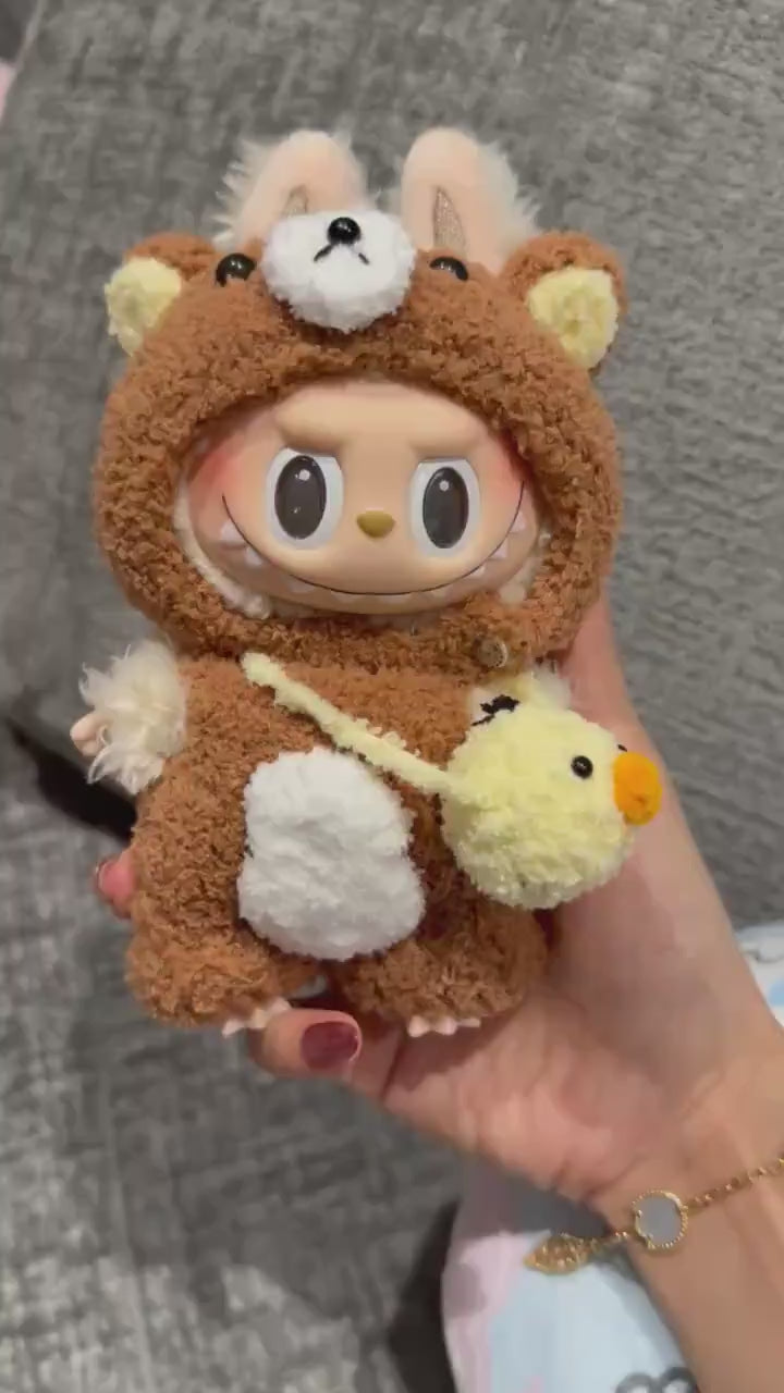 Handmade Crochet Rilakkuma Macaron Labubu Outfit | Crochet Macaron Labubu Clothes | Kawaii Gift For Labubu Lovers| Plush Doll Clothes 17cm