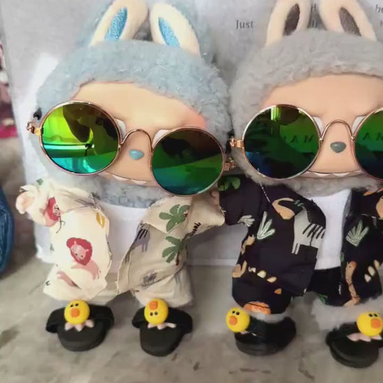 Handmade Labubu Beach Outfits | 3 Labubu Beach Bros| Tropical Summer Doll Clothes Set with Duck Slides & Accessories | 3 Pattern Options