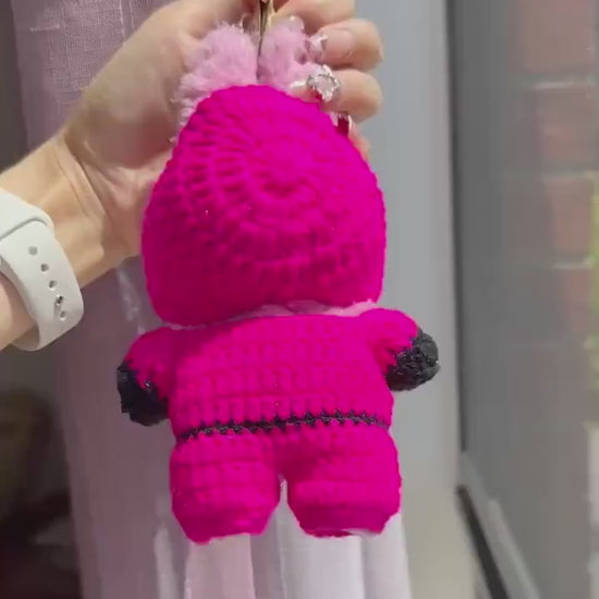 Handmade Crochet Labubu Outfit - Squid Game Guard-Inspired Labubu Clothes Outfit| Square Helmet |  K-Drama Fan Gift & Collectible Accessory