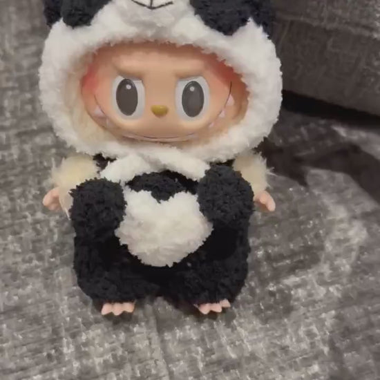 Handmade Crochet Panda Doll Outfit for Macaron Labubu | Crochet Macaron Labubu Clothes | Kawaii Gift For Labubu Lovers