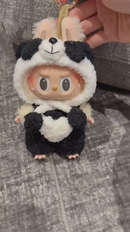 Handmade Crochet Panda Doll Outfit for Macaron Labubu | Crochet Macaron Labubu Clothes | Kawaii Gift For Labubu Lovers