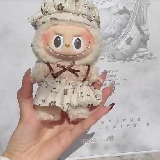 Handmade Vintage Floral Labubu Clothes Outfits –Cute Lady Style Dress Set for 17cm Labubu Keychain | Doll Accessories | Labubu Clothing Gift