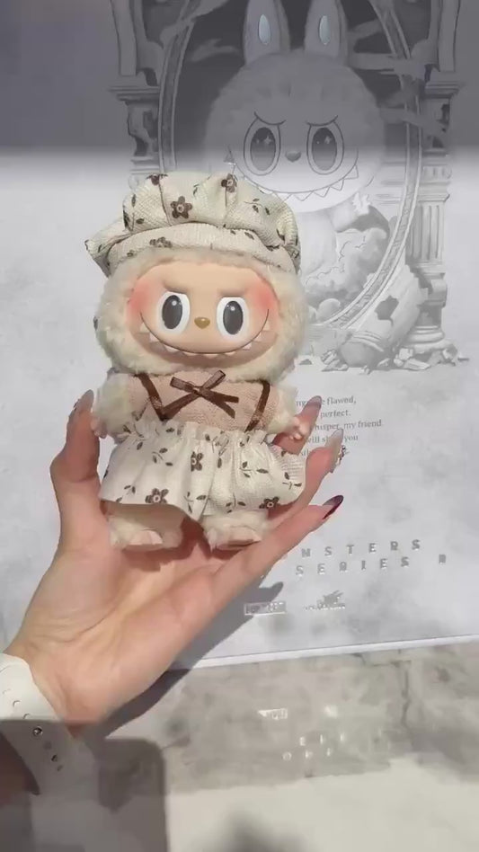 Handmade Vintage Floral Labubu Clothes Outfits –Cute Lady Style Dress Set for 17cm Labubu Keychain | Doll Accessories | Labubu Clothing Gift